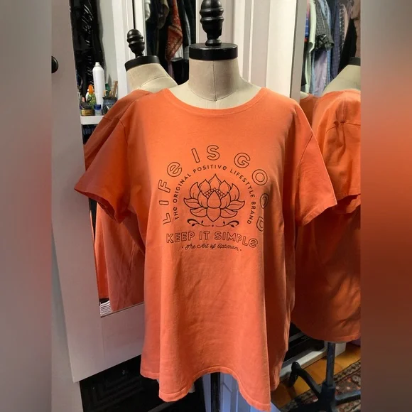 Life is Good Women’s Orange/Mango Short Sleeve T-Shirt, Keep It Simple, Size XL - Picture 3 of 10